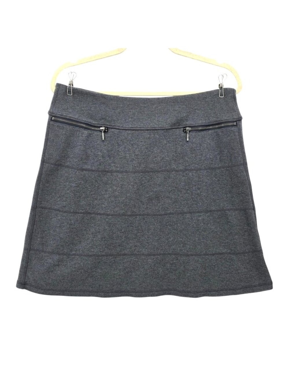 Athleta Womens Medium Skirt Strata Ponte Charcoal A-line Zipper Pockets Pull On